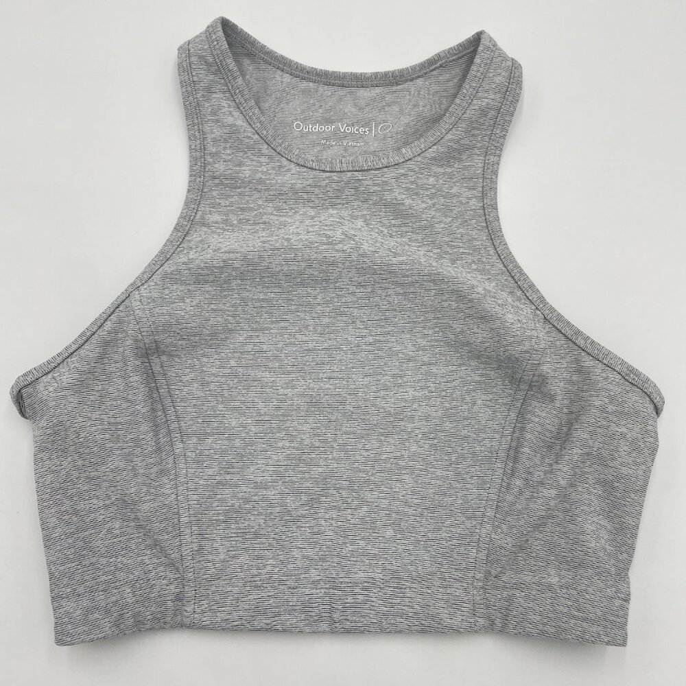 Outdoor Voices Sports Bra Racerback Pull-On Size Small Heather Gray Athletic Gym